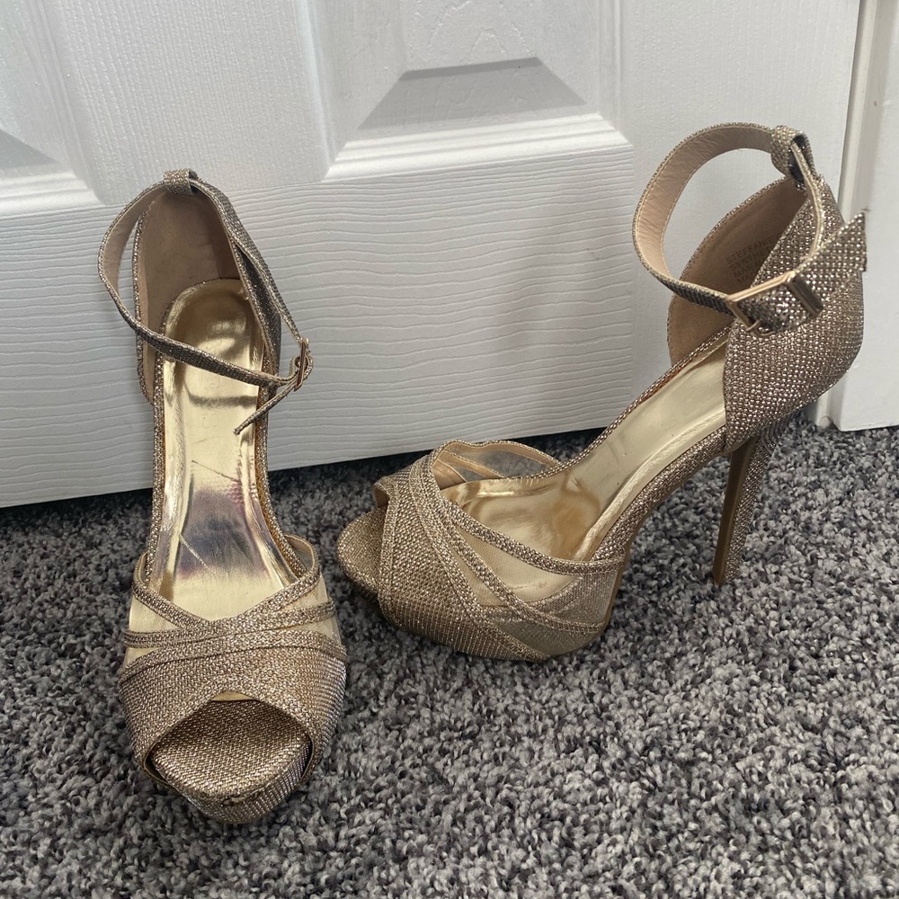 Sparkly Gold 6 inch prom heels